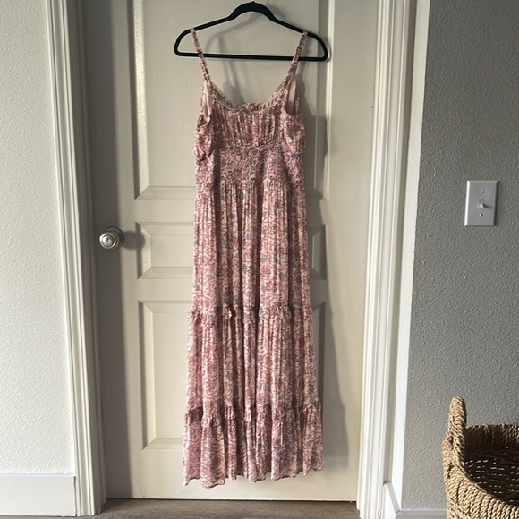 Anthropologie Floral Ruffle Midi Dress Smocked Waist Rosebud Print Size M - Picture 5 of 6